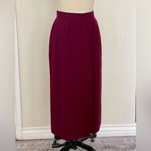 Vintage All Week Long Women's Sz. 6 petite wool Burgundy Midi Length Skirt